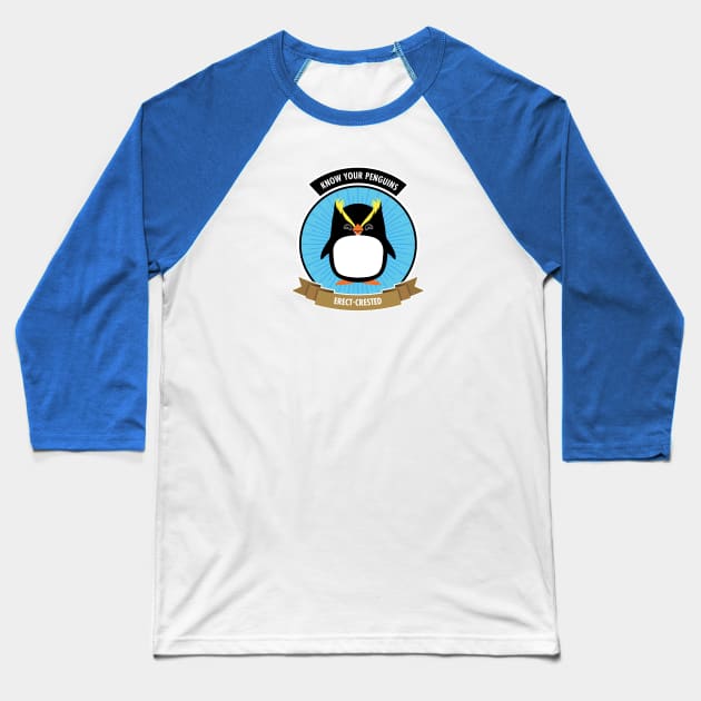 Erect-Crested Penguin - Know Your Penguins Baseball T-Shirt by Peppermint Narwhal